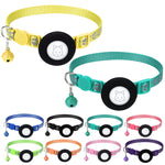 ปลอกคอแมวสะท้อนแสงพร้อมกระดิ่ง สำหรับ AirTag รุ่นที่ 2 / AirTag รุ่นที่ 1 สีน้ำเงิน สีม่วง สีดำ สีชมพู สีส้ม สีเขียวอ่อน สีแดงกุหลาบ สีเขียว สีเหลือง