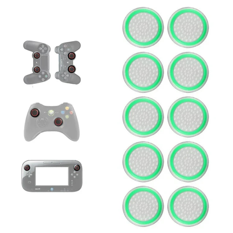 10 ชิ้นฝาปุ่มซิลิโคนเรืองแสงสำหรับจอยสติ๊ก Gamepad สำหรับ PS5/PS4/PS3/ONE/360/PRO/series X/S