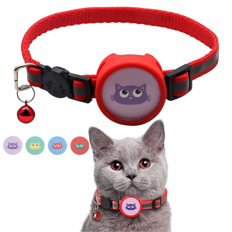 ปลอกคอสัตว์เลี้ยงสะท้อนแสงพร้อมกระดิ่ง สำหรับ AirTag รุ่นที่ 2 / AirTag รุ่นที่ 1 สีแดง สีม่วง สีดำ สีชมพู