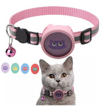ปลอกคอสัตว์เลี้ยงสะท้อนแสงพร้อมกระดิ่ง สำหรับ AirTag รุ่นที่ 2 / AirTag รุ่นที่ 1 สีแดง สีม่วง สีดำ สีชมพู
