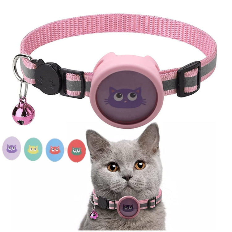 ปลอกคอสัตว์เลี้ยงสะท้อนแสงพร้อมกระดิ่ง สำหรับ AirTag รุ่นที่ 2 / AirTag รุ่นที่ 1 สีแดง สีม่วง สีดำ สีชมพู