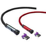 สายชาร์จข้อมูลแม่เหล็กหมุนเร็ว CC57, สไตล์:, 1m + Type-C / USB-C + สีแดง, 1m + Type-C / USB-C + สีดำ, 2m + Type-C / USB-C + สีแดง, 2m + Type-C / USB-C + สีดำ