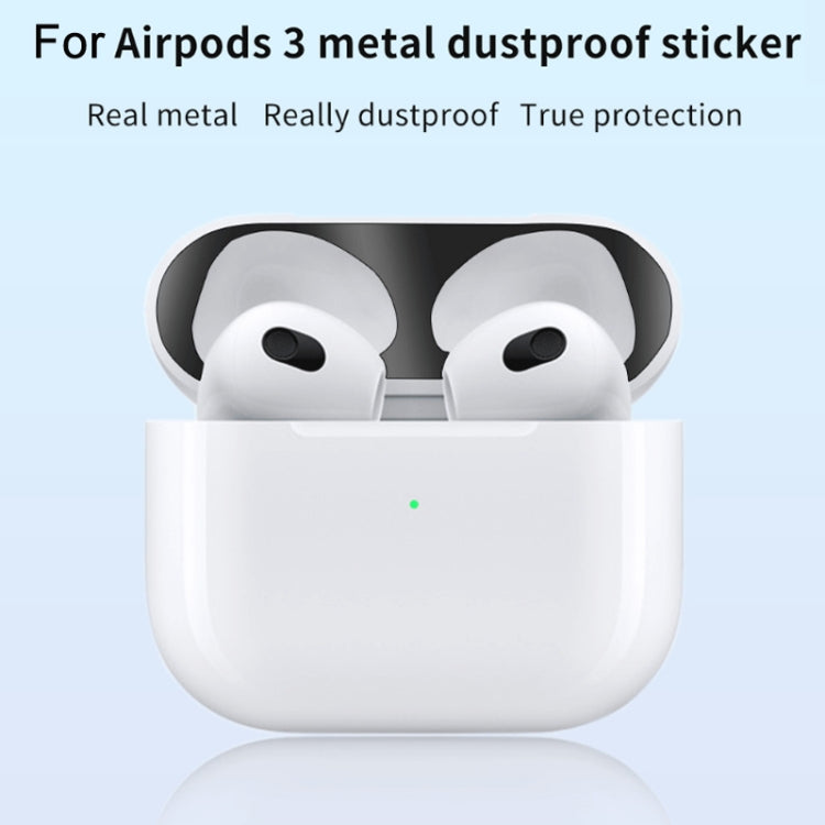สติกเกอร์ปลอกหูฟังด้านในกันฝุ่น 2 ชิ้น สำหรับ Airpods 3 สีดำ ทอง เงิน โรสโกลด์ แดง เขียว น้ำเงิน ม่วง