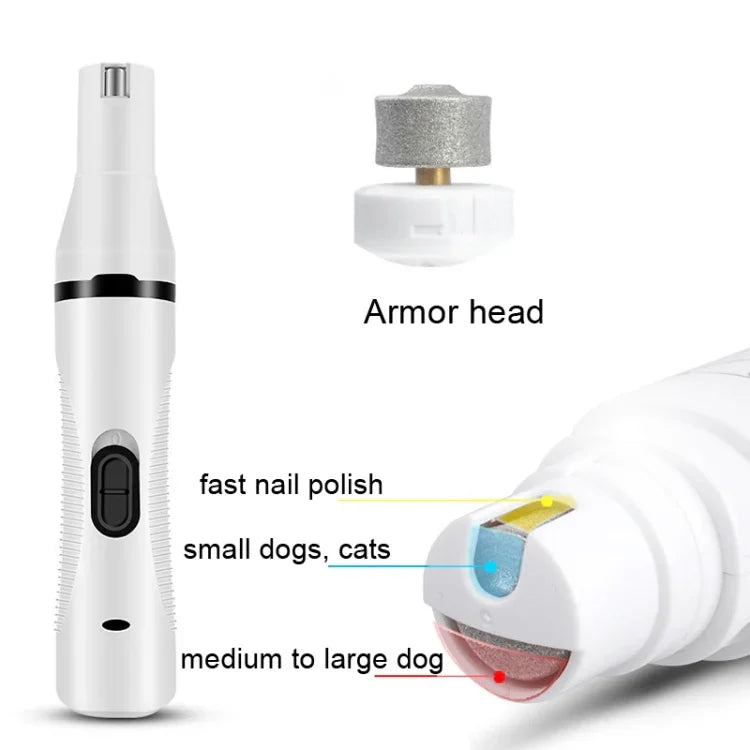 เครื่องโกนขนสัตว์เลี้ยงไฟฟ้าชาร์จ USB ตัดแต่งขนสุนัขและขัดเล็บ, เครื่องขัดเล็บ