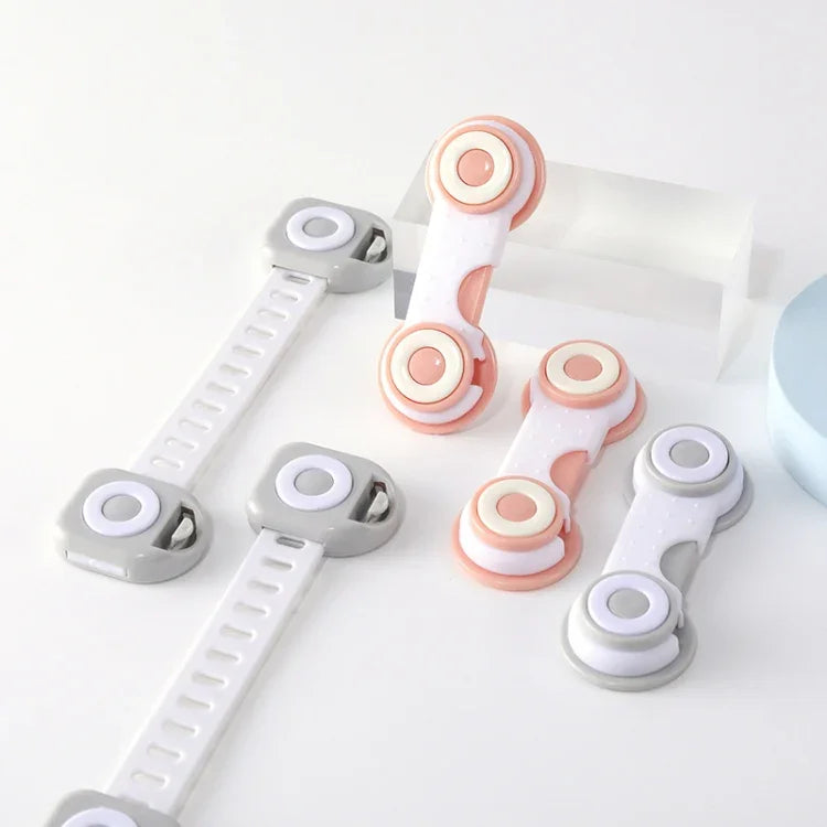 10 ชิ้น ล็อกความปลอดภัยสำหรับลิ้นชักประตูบ้านเด็ก ป้องกันการเปิด สีขาวเทายาว