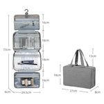 13552A Travel Waterproof Foldable Toiletry Bag Cosmetic Bag with Hook, Grey, Pink, Navy Blue