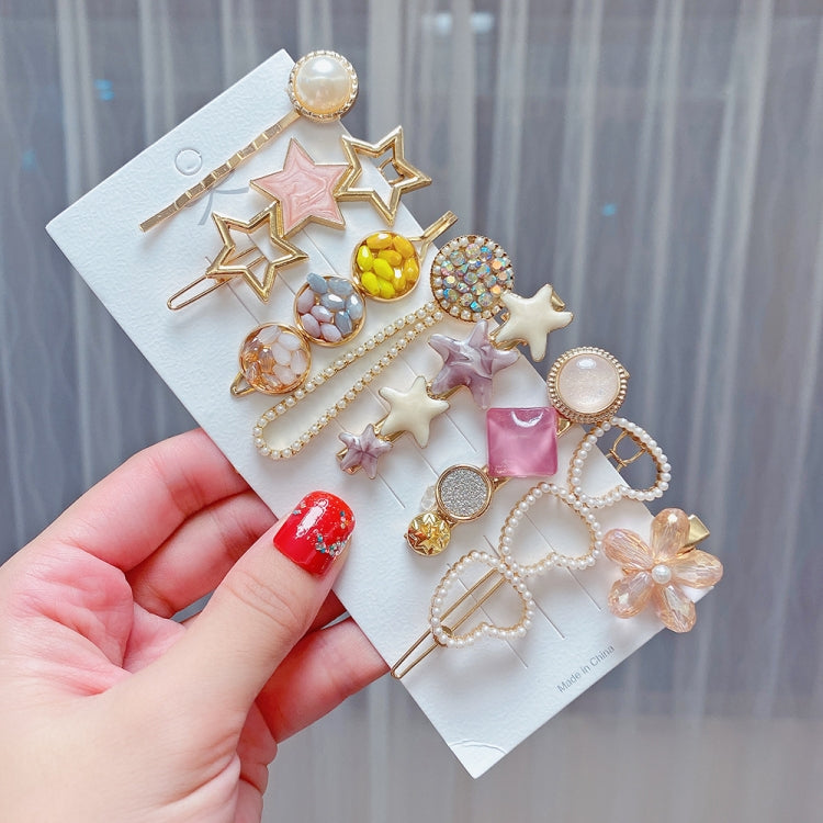 Alloy Colorful Hairpin Headgear Pearl Rhinestone Clip Set, 8PCS/Set Heavy Work, 8PCS/Set Cherry, 8PCS/Set Pink Cherry, 8PCS/Set Starfish, 7PCS/Set Mermaid, 4PCS/Set Light Blue, 6PCS/Set Purple, 8PCS/Set Yellow, 7PCS/Set Yellow Heart, 7PCS/Set Diamond H...