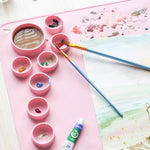 Silicone Children Drawing Pad Wipeable Washable Paint Palettes, Blue, Pink