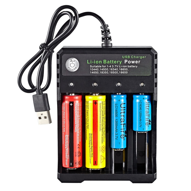 ที่ชาร์จแบตเตอรี่ลิเธียม 18650 4.2V USB แบบแยก 4 ช่อง, 4 ช่อง USB (สีดำ)