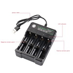 ที่ชาร์จแบตเตอรี่ลิเธียม 18650 4.2V USB แบบแยก 4 ช่อง, 4 ช่อง USB (สีดำ)