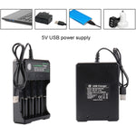 ที่ชาร์จแบตเตอรี่ลิเธียม 18650 4.2V USB แบบแยก 4 ช่อง, 4 ช่อง USB (สีดำ)