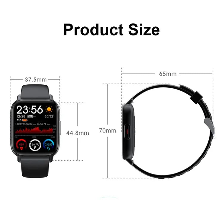 QS16Pro นาฬิกาอัจฉริยะกันน้ำขนาด 1.69 นิ้วสำหรับตรวจสุขภาพ รองรับการวัดอุณหภูมิร่างกาย สีขาว ชมพู น้ำเงิน ดำ เงินเทา เขียว ดำสตีล ดำสตีลหนา
