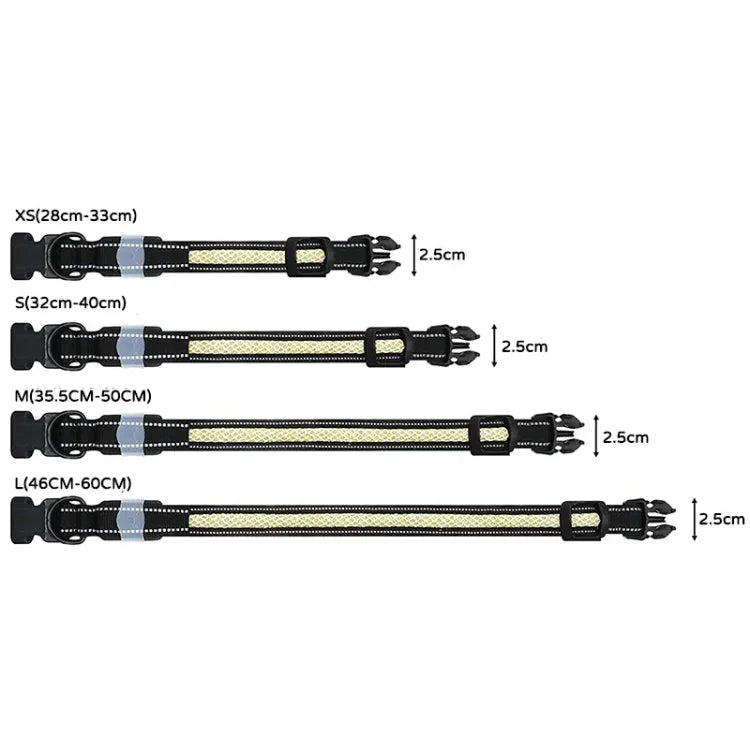ปลอกคอส่องสว่าง LED ชาร์จไฟได้ ทนทานและกันน้ำ ขนาด: XS, S, M, L