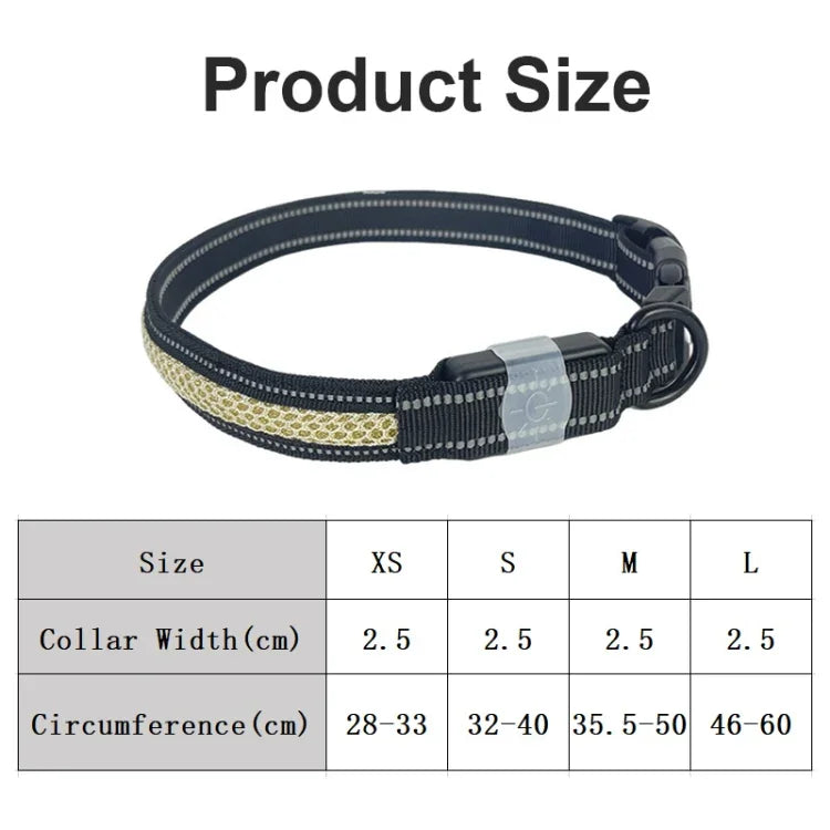 ปลอกคอส่องสว่าง LED ชาร์จไฟได้ ทนทานและกันน้ำ ขนาด: XS, S, M, L