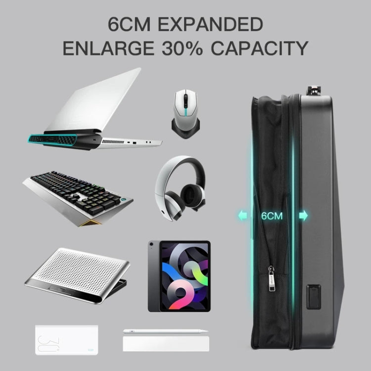 กระเป๋าเป้ Bopai 61-93318A เปลือกแข็งกันน้ำและขยายได้ พร้อมช่องชาร์จ USB, รุ่น: ปกติ (สีเงิน), รหัสผ่าน (สีเงิน), ปกติ (สีดำ), รหัสผ่าน (สีดำ)