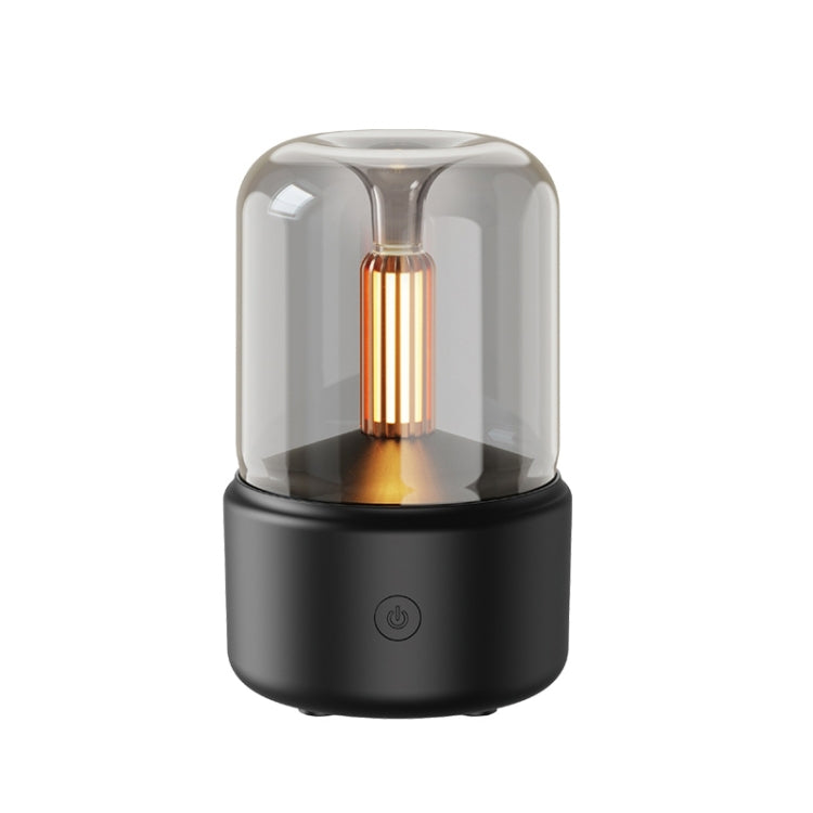 เครื่องกระจายกลิ่นเทียนจำลอง 120ML ชาร์จ USB สำหรับบ้าน พร้อมไฟกลางคืนและเครื่องเพิ่มความชื้น, DQ702 (สีดำ), DQ702 (สีเบจ)
