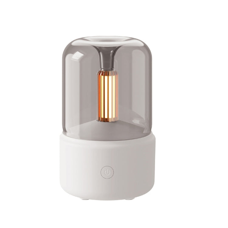 เครื่องกระจายกลิ่นเทียนจำลอง 120ML ชาร์จ USB สำหรับบ้าน พร้อมไฟกลางคืนและเครื่องเพิ่มความชื้น, DQ702 (สีดำ), DQ702 (สีเบจ)