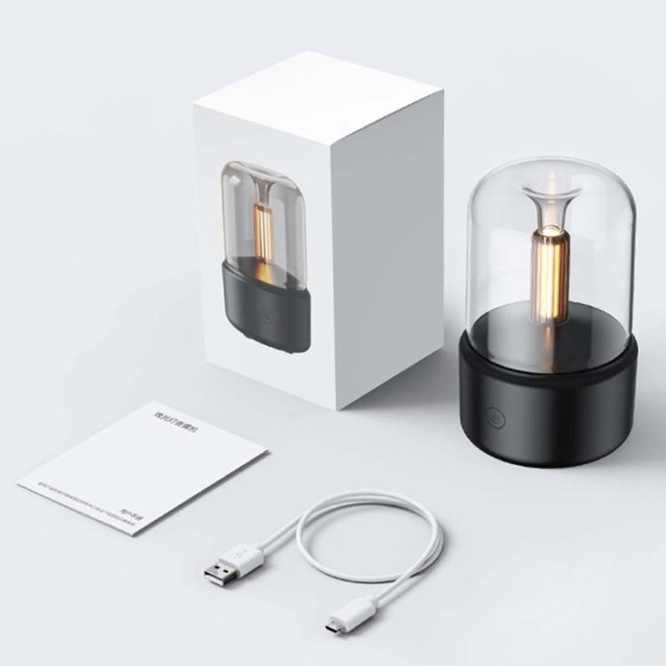 เครื่องกระจายกลิ่นเทียนจำลอง 120ML ชาร์จ USB สำหรับบ้าน พร้อมไฟกลางคืนและเครื่องเพิ่มความชื้น, DQ702 (สีดำ), DQ702 (สีเบจ)
