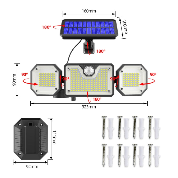 ไฟสวนกลางแจ้งโซลาร์เซลล์พร้อมเซ็นเซอร์ตรวจจับร่างกาย LED กันน้ำ, สไตล์:, แยก 226LED