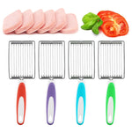 เครื่องหั่นแฮมมะเขือเทศแบบไม่ลื่นสแตนเลส เครื่องหั่นผลไม้ (สีส้ม), เครื่องหั่นผลไม้ (สีม่วง), เครื่องหั่นผลไม้ (สีน้ำเงิน), เครื่องหั่นผลไม้ (สีเขียว)