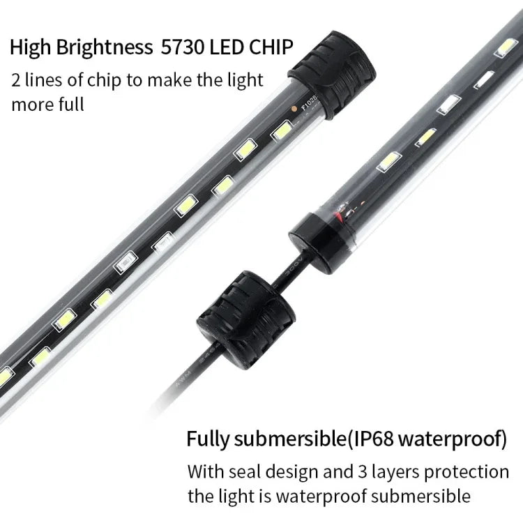 ไฟดำน้ำตู้ปลา LED 90-260V, Q20BW แสงน้ำเงิน+ขาว, Q30BW แสงน้ำเงิน+ขาว, Q40BW แสงน้ำเงิน+ขาว, Q50BW แสงน้ำเงิน+ขาว, Q60BW แสงน้ำเงิน+ขาว, Q20CF แสง RGB, Q30CF แสง RGB, Q40CF แสง RGB, Q50CF แสง RGB
