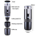 เครื่องชงกาแฟไร้สายแบบพกพาอัตโนมัติเต็มรูปแบบ สีดำ