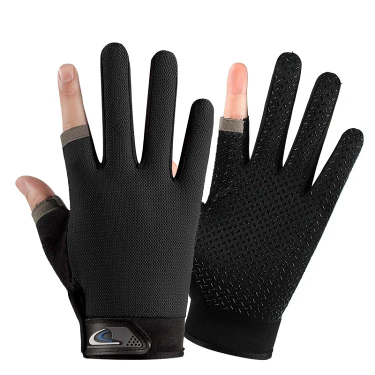1 Pair QX0008 Outdoor Sunscreen Non-Slip Exposed Two-Finger Fishing Gloves, Free Size