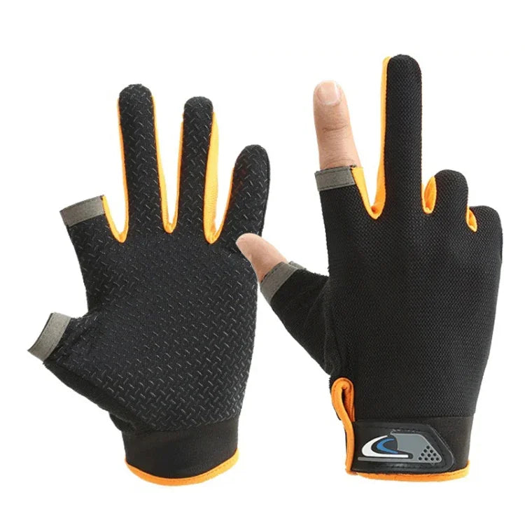 1 Pair QX0008 Outdoor Sunscreen Non-Slip Exposed Two-Finger Fishing Gloves, Free Size