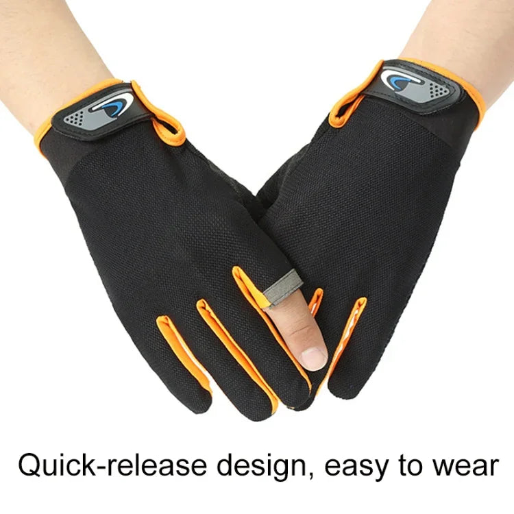 1 Pair QX0008 Outdoor Sunscreen Non-Slip Exposed Two-Finger Fishing Gloves, Free Size