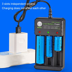 แท่นชาร์จ BMAX 18650 3 ช่อง USB ชาร์จแบตเตอรี่ลิเธียมอิสระ 3.7/4.2V, 3 ช่อง USB (สีดำ)