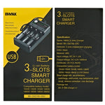 แท่นชาร์จ BMAX 18650 3 ช่อง USB ชาร์จแบตเตอรี่ลิเธียมอิสระ 3.7/4.2V, 3 ช่อง USB (สีดำ)