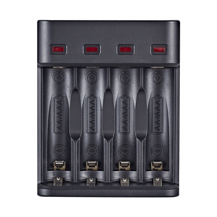 แท่นชาร์จ BMAX BH-804U แบตเตอรี่ชาร์จซ้ำ AA/AAA 1.2V 4 ช่อง USB อิสระ, 4 ช่อง Micro USB (สีดำ)