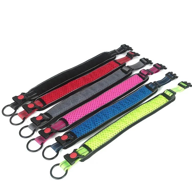 ปลอกคอสุนัขตาข่ายรังผึ้ง ระบายอากาศ สะท้อนแสง ป้องกันการบีบรัด ขนาด XS, S, M, L, XL