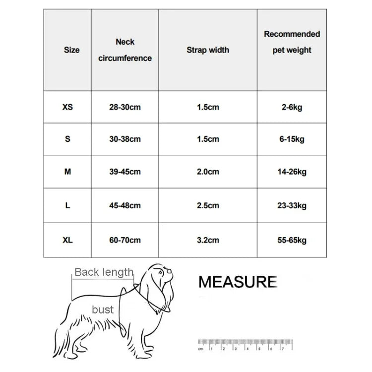ปลอกคอสุนัขตาข่ายรังผึ้ง ระบายอากาศ สะท้อนแสง ป้องกันการบีบรัด ขนาด XS, S, M, L, XL
