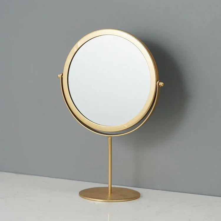 กระจกแต่งหน้าบนโต๊ะทำงาน กระจกพกพาแบบเรียบง่าย กระจกแต่งหน้าหมุน สไตล์: รุ่นสูงสีทอง รุ่นตั้งโต๊ะสีทอง รุ่นสูงสีดำ รุ่นตั้งโต๊ะสีดำ