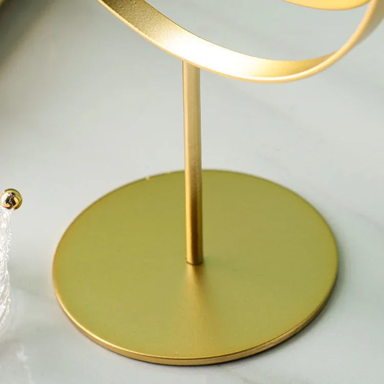 กระจกแต่งหน้าบนโต๊ะทำงาน กระจกพกพาแบบเรียบง่าย กระจกแต่งหน้าหมุน สไตล์: รุ่นสูงสีทอง รุ่นตั้งโต๊ะสีทอง รุ่นสูงสีดำ รุ่นตั้งโต๊ะสีดำ