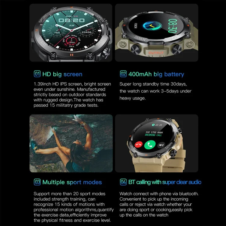 K56Pro นาฬิกาอัจฉริยะขนาด 1.39 นิ้ว วัดอัตราการเต้นหัวใจ/ความดันโลหิต/ออกซิเจนในเลือด พร้อมโทรศัพท์