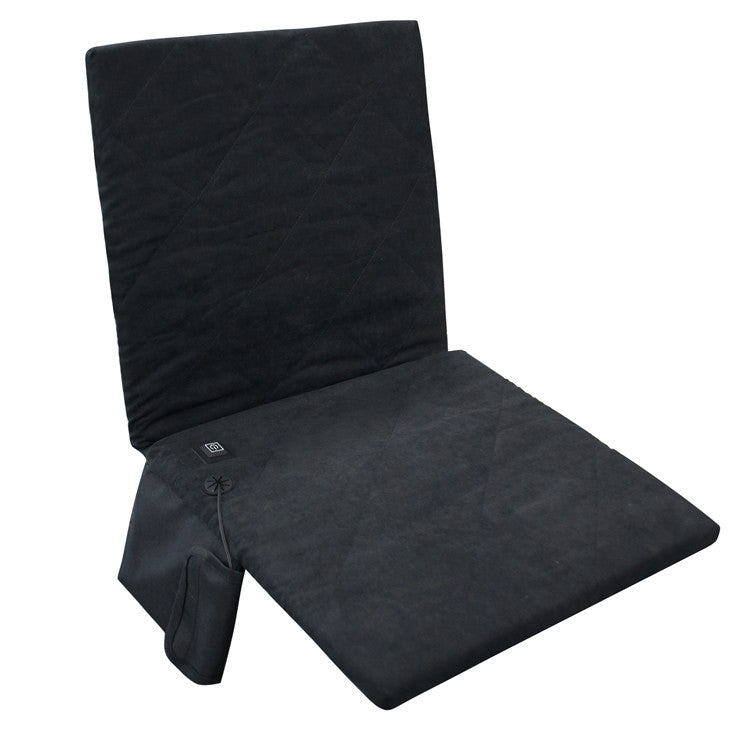 เบาะรองนั่ง USB ให้ความอบอุ่นพร้อมพนักพิง สำหรับตั้งแคมป์ฤดูหนาวกลางแจ้ง สีดำพร้อมพนักพิง สีเทาพร้อมพนักพิง