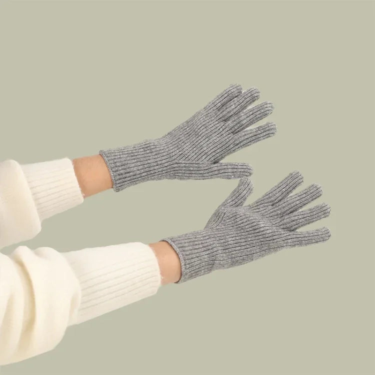 227-A0124 ถุงมือถักขนแกะลายทางสัมผัสหน้าจอ ถุงมือปั่นจักรยานกันหนาว