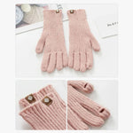 227-A0124 ถุงมือถักขนแกะลายทางสัมผัสหน้าจอ ถุงมือปั่นจักรยานกันหนาว