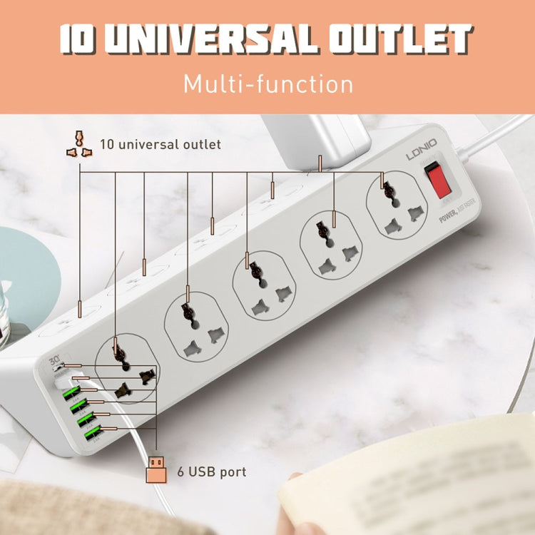 ปลั๊กชาร์จเร็ว LDNIO SC10610 30W 10+6 พอร์ต สำหรับเดินทาง บ้าน และสำนักงาน, สเปค:, ปลั๊ก UK, ปลั๊ก EU, ปลั๊ก US