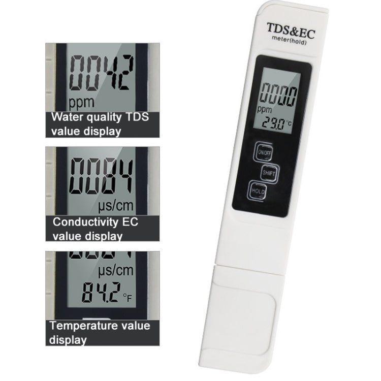 ปากกาทดสอบคุณภาพน้ำ TDS & EC รุ่นมีไฟแบ็คไลท์, รุ่นมีไฟแบ็คไลท์ (สีขาว), รุ่นมีไฟแบ็คไลท์ (สีน้ำเงิน)