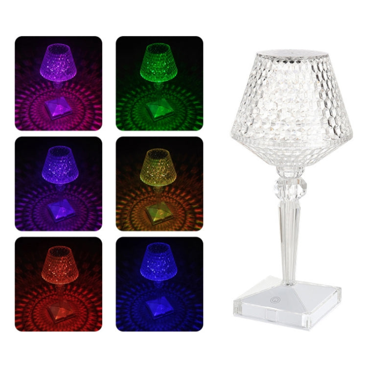 โคมไฟคริสตัลข้างเตียง LED รูปแก้วไวน์ ไฟกลางคืน สเปค: รุ่น 3 สี USB, รีโมทคอนโทรล RGB 16 สี, รุ่นเสียบปลั๊ก 3 สี