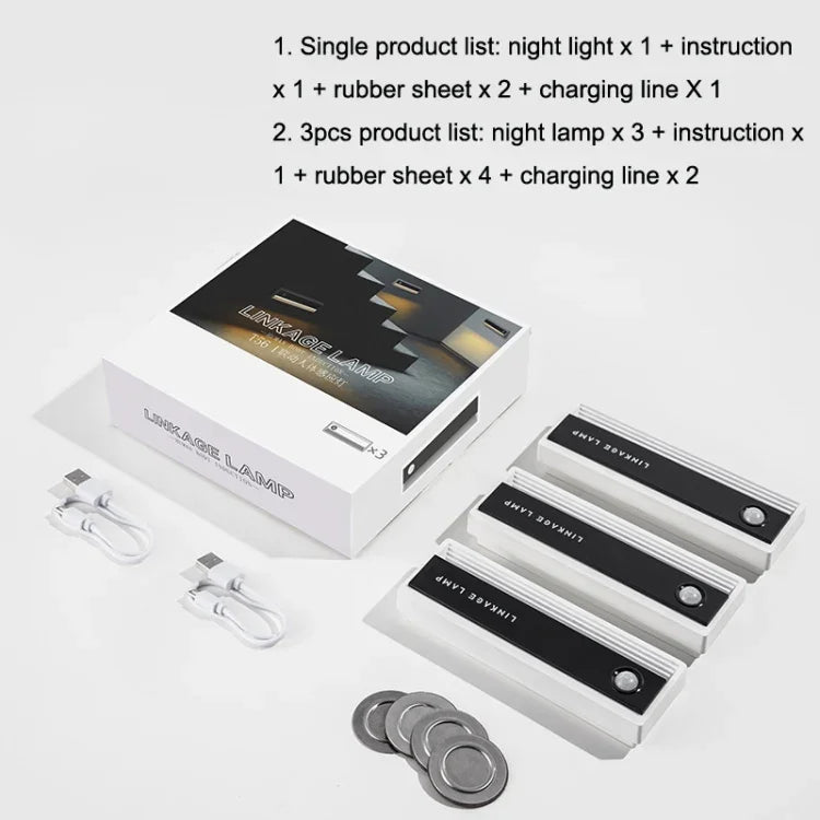 ไฟทางเดินแม่เหล็ก USB TG-L56 ตรวจจับร่างกายมนุษย์, 1 ชิ้น, 3 ชิ้น