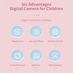 A18 HD Printable Cartoon Kids Digital Camera with Rotating Lens, Spec:, Pink, Pink+16G, Pink+32G, Blue, Blue+16G, Blue+32G