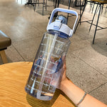 GYBL4503 2000ml Large-capacity Outdoor Sports Water Bottle with Straw, Spec:, Purple, Green, Blue, Black, Pink