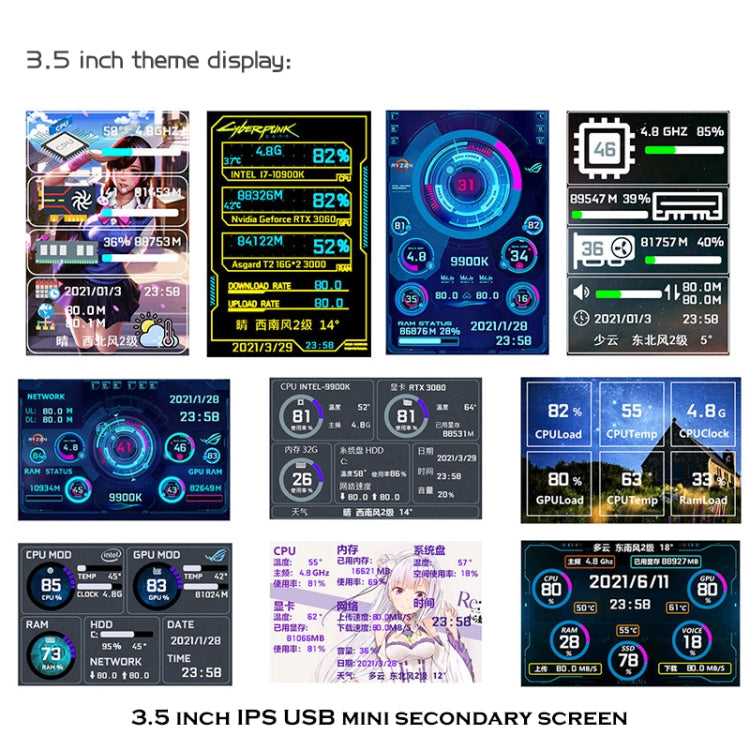 จอคอมพิวเตอร์ 3.5 นิ้ว IPS มองเห็นได้ทั้งหมด ตัวเครื่อง USB จอรอง ชุด 1 (สีดำ), ชุด 1 (สีขาว), ชุด 2 (สีดำ), ชุด 2 (สีขาว), ชุด 3 (สีดำ), ชุด 3 (สีขาว)