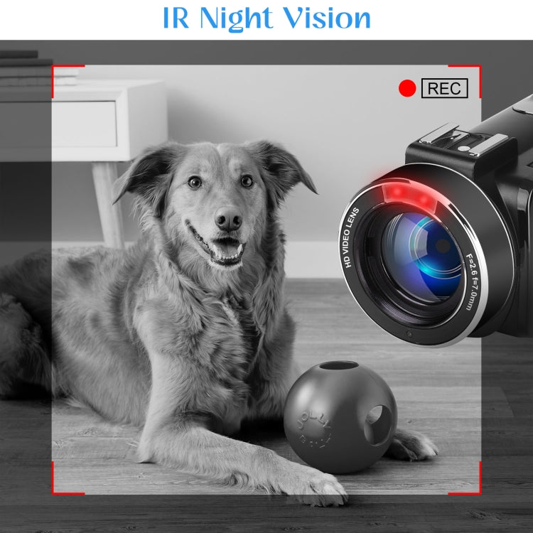 กล้องวิดีโอดิจิทัลซูม 5600PX 4K สีดำ พร้อมไฟเสริม + เลนส์มุมกว้าง, พร้อมฮูด + ไมโครโฟน + เลนส์มุมกว้าง, พร้อมชุดกันสั่น