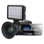 กล้องวิดีโอดิจิทัลซูม 5600PX 4K สีดำ พร้อมไฟเสริม + เลนส์มุมกว้าง, พร้อมฮูด + ไมโครโฟน + เลนส์มุมกว้าง, พร้อมชุดกันสั่น