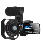 กล้องวิดีโอดิจิทัลซูม 5600PX 4K สีดำ พร้อมไฟเสริม + เลนส์มุมกว้าง, พร้อมฮูด + ไมโครโฟน + เลนส์มุมกว้าง, พร้อมชุดกันสั่น